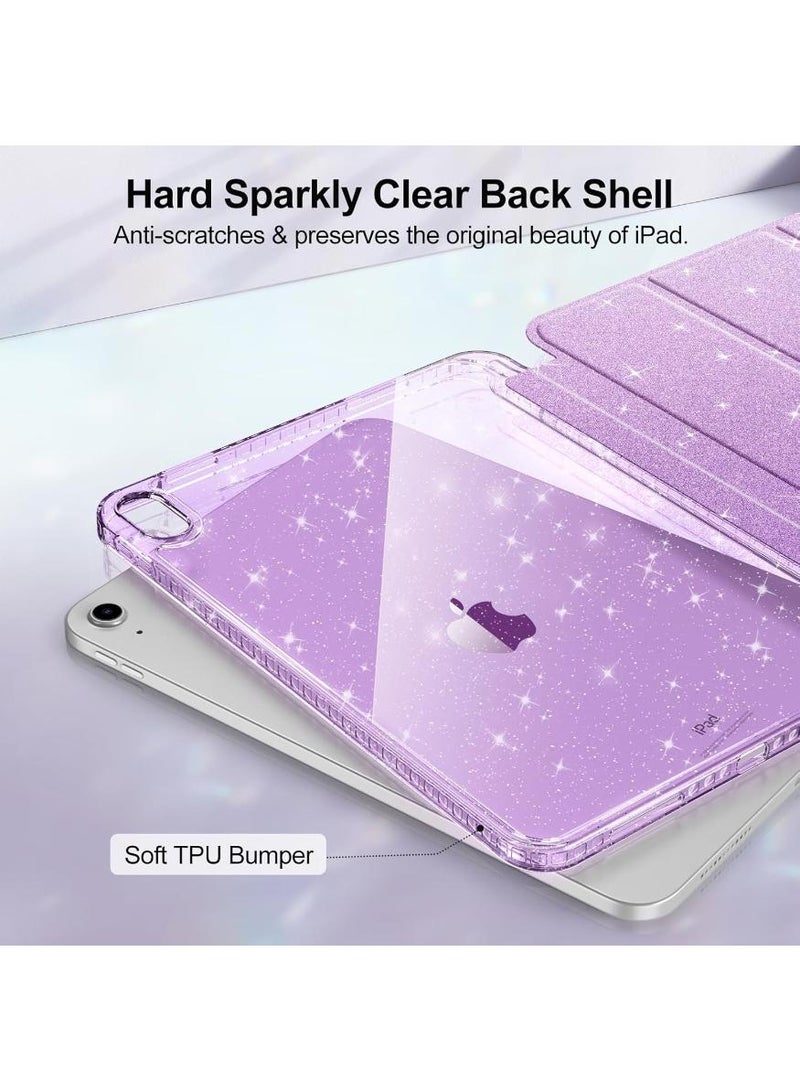 phomemo Slim Case for iPad (A16) 11th Generation 11 Inch (2025), iPad 10th Generation 10.9 Inch (2022) - Glittering Sparkly Shockproof Cover with Shiny Clear Back Shell & Pencil Holder, Purple | 11th Generation, 2025, 2022, Glittering Sparkly, Shockproof Cover - Image 3
